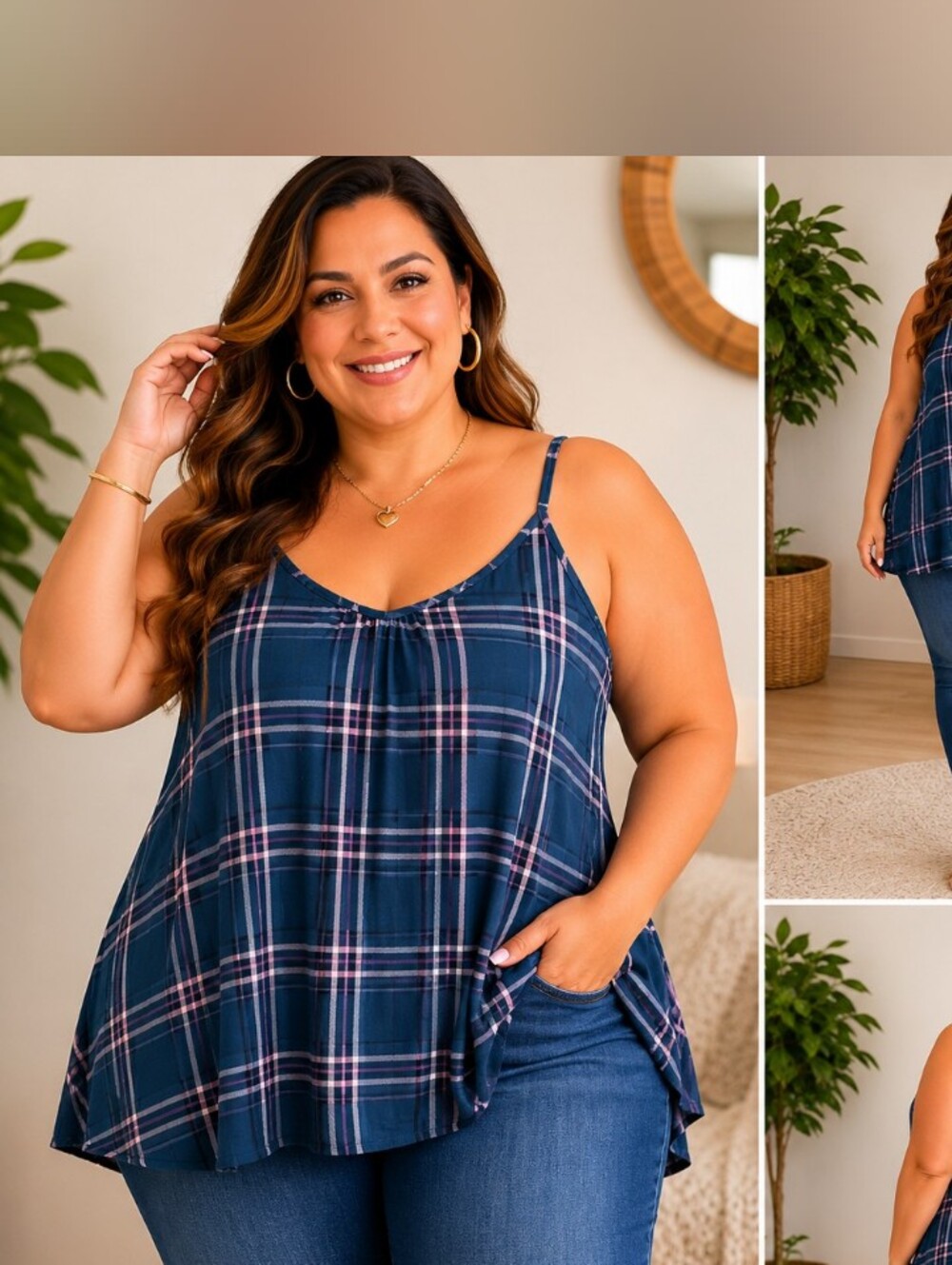 torrid Navy Plaid Spaghetti Strap Cami